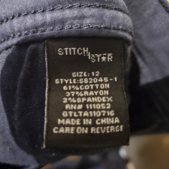 Stitch Star Five Pocket Skinny Ankle Pant w/ Snaps Navy Women's Size 12 - Picture 8 of 9